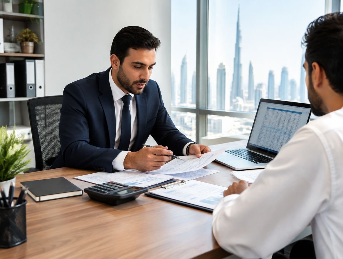 Tax consultant meeting a client in a UAE office